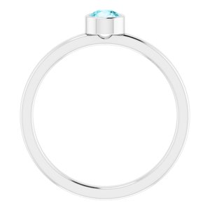 14K White 4 mm Natural Blue Zircon Ring - BN & CO JEWELRY