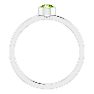 Rhodium-Plated Sterling Silver 4 mm Imitation Peridot Ring - BN & CO JEWELRY