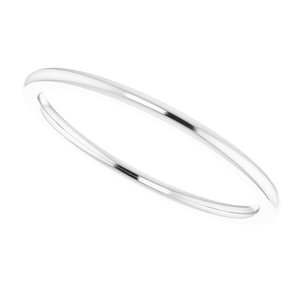 14K White 1 mm Half Round Comfort Fit Band Size 5 - BN & CO JEWELRY