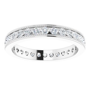 14K White 9/10 CTW Natural Diamond Milgrain Eternity Band Size 7 - BN & CO JEWELRY