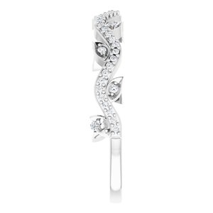 14K White 1/6 CTW Diamond Leaf Ring - BN & CO JEWELRY