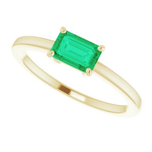 14K Yellow Lab-Grown Emerald Ring - BN & CO JEWELRY