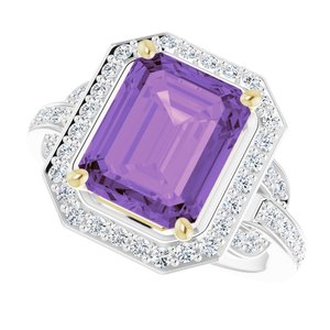 14K White/Yellow Natural Amethyst & 1/2 CTW Diamond Ring - BN & CO JEWELRY