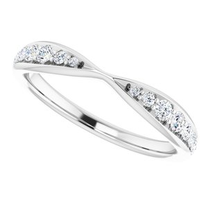 14K White 1/5 CTW Natural Diamond Pinched Contour Band - BN & CO JEWELRY