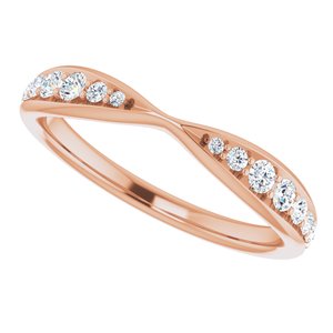14K Rose 1/5 CTW Natural Diamond Pinched Contour Band - BN & CO JEWELRY