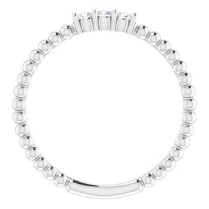 14K White 1/10 CTW Diamond Beaded Ring - BN & CO JEWELRY
