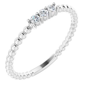 14K White 1/10 CTW Diamond Beaded Ring - BN & CO JEWELRY