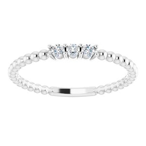 14K White 1/10 CTW Diamond Beaded Ring - BN & CO JEWELRY