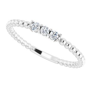 14K White 1/10 CTW Diamond Beaded Ring - BN & CO JEWELRY