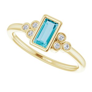 14K Yellow Natural London Blue Topaz & .06 CTW Natural Diamond Ring - BN & CO JEWELRY