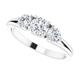 Platinum 3/4 CTW Diamond Three-Stone Engagement Ring - BN & CO JEWELRY