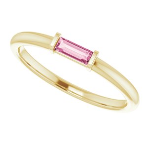 14K Yellow Pink Tourmaline Stackable Ring - BN & CO JEWELRY
