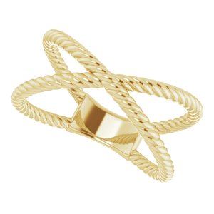 14K Yellow Criss-Cross Rope Ring - BN & CO JEWELRY