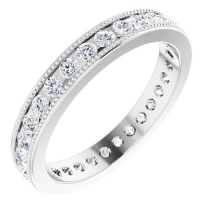 14K White 9/10 CTW Natural Diamond Milgrain Eternity Band Size 7 - BN & CO JEWELRY