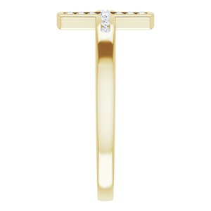 14K Yellow 1/10 CTW Natural Diamond Sideways Cross Ring - BN & CO JEWELRY