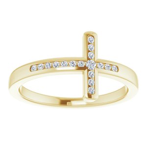 14K Yellow 1/10 CTW Natural Diamond Sideways Cross Ring - BN & CO JEWELRY