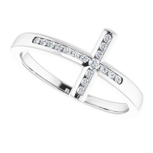 14K White 1/10 CTW Natural Diamond Sideways Cross Ring - BN & CO JEWELRY