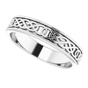 14K White 5 mm Celtic-Inspired Band Size 10.5 - BN & CO JEWELRY