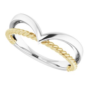 14K White & Yellow Negative Space Rope Ring - BN & CO JEWELRY