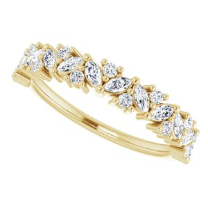 14K Yellow 1/2 CTW Natural Diamond Tilted Marquise Anniversary Band - BN & CO JEWELRY