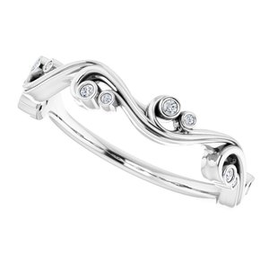 14K White .05 CTW Natural Diamond Sculptural Anniversary Band - BN & CO JEWELRY