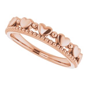 14K Rose Stackable Beaded Heart Ring - BN & CO JEWELRY