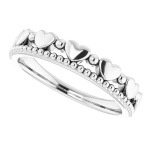 Sterling Silver Stackable Beaded Heart Ring - BN & CO JEWELRY