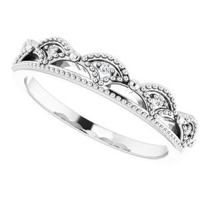 14K White .04 CTW Diamond Crown Ring - BN & CO JEWELRY