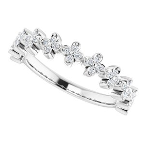 14K White 1/6 CTW Diamond Stackable Clover Ring - BN & CO JEWELRY