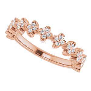 14K Rose 1/6 CTW Diamond Stackable Clover Ring - BN & CO JEWELRY