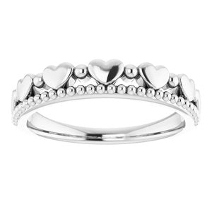 Sterling Silver Stackable Beaded Heart Ring - BN & CO JEWELRY