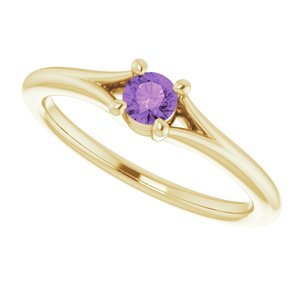 14K Yellow Natural Amethyst Youth Solitaire Ring - BN & CO JEWELRY