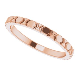 14K Rose 2 mm Geometric Band Size 7 - BN & CO JEWELRY