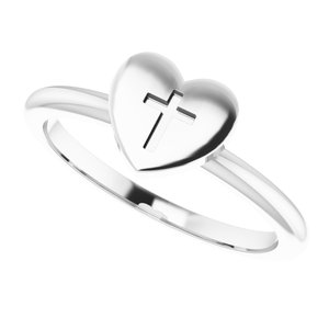 Sterling Silver Heart with Cross Ring - BN & CO JEWELRY