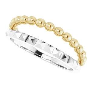 14K White & Yellow Beaded & Geometric Stacked Ring - BN & CO JEWELRY