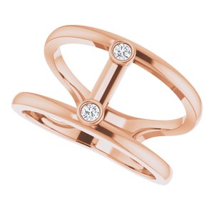 14K Rose .06 CTW Diamond Two-Stone Negative Space Ring - BN & CO JEWELRY