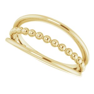 14K Yellow Negative Space Beaded Ring - BN & CO JEWELRY