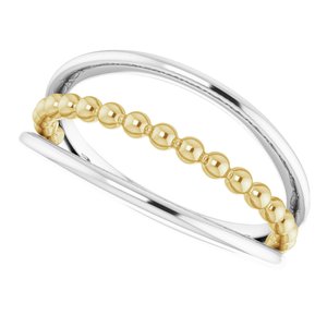 14K White & Yellow Negative Space Beaded Ring - BN & CO JEWELRY