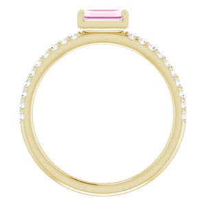 14K Yellow Natural Pink Sapphire & 1/6 CTW Natural Diamond Stackable Ring - BN & CO JEWELRY