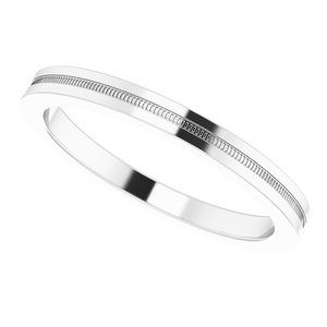 14K White 2 mm Flat Edge Band with Milgrain Size 7 - BN & CO JEWELRY