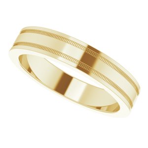 14K Yellow 4 mm Flat Edge Band with Milgrain Size 6.5 - BN & CO JEWELRY