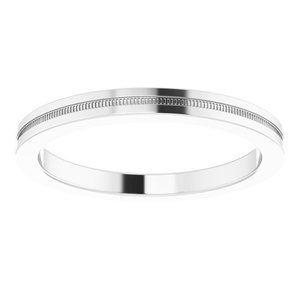 14K White 2 mm Flat Edge Band with Milgrain Size 7 - BN & CO JEWELRY
