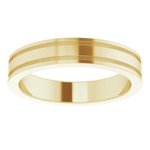 14K Yellow 4 mm Flat Edge Band with Milgrain Size 6.5 - BN & CO JEWELRY