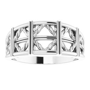 14K White Stackable Lattice Ring - BN & CO JEWELRY