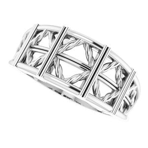 14K White Stackable Lattice Ring - BN & CO JEWELRY