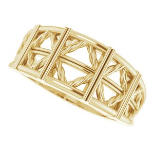 14K Yellow Stackable Lattice Ring - BN & CO JEWELRY