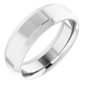 14K White 6 mm Beveled-Edge Comfort-Fit Band Size 7.5 - BN & CO JEWELRY