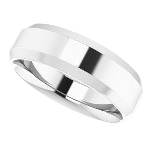 14K White 6 mm Beveled-Edge Comfort-Fit Band Size 7.5 - BN & CO JEWELRY