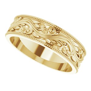 14K Yellow 6 mm Sculptural-Inspired Band with Milgrain Size 10.5 - BN & CO JEWELRY