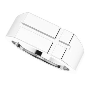 Sterling Silver 10.8x8.8 mm Rectangle Cross Signet Ring - BN & CO JEWELRY